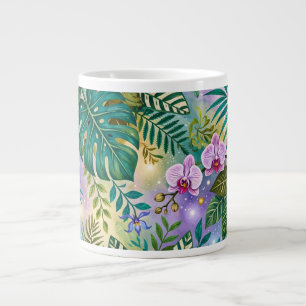 Dschungel-Fantasie-Blumen Lila Grün Gold Träumeris Jumbo-Tasse
