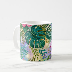Dschungel-Fantasie-Blumen Lila Grün Gold Träumeris Kaffeetasse