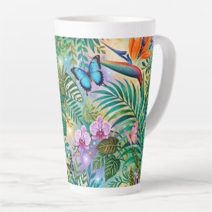Dschungel-Fantasie Schmetterlinge Blumen Fröhlich Milchtasse