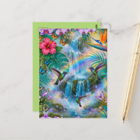 Dschungel-Fantasie Wasserfälle Kolibris Regenbogen