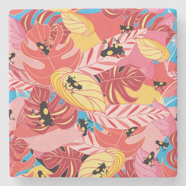 Dschungel-Frösche Steinuntersetzer (Vorderseite)