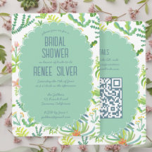 Dschungel-Garten-Aquarell-Individual QR Brautpart