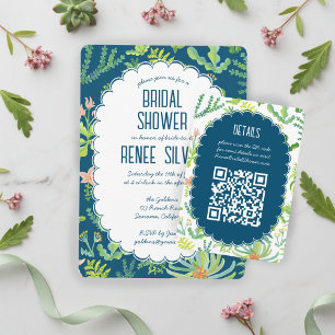 Dschungel-Garten-Aquarell-individuelle QR-BRIDAL-S Begleitkarte