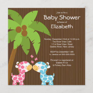 Dschungel-Giraffen-mehrfache Babyparty-Einladungen Einladung