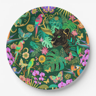 Dschungel Golden Fantasy Surreal Exotisch Pappteller