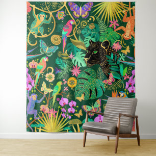 Dschungel Golden Fantasy Surreal Exotisch Wandteppich