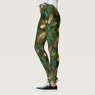 Dschungel Grün Gelbe Tropische Palmwedel Leggings
