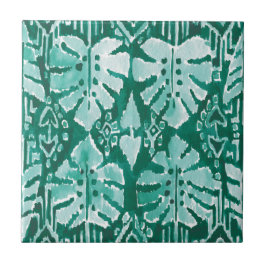 DSCHUNGEL IKAT hawaiisches grünes Stammes- Fliese