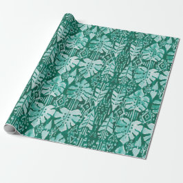 DSCHUNGEL IKAT hawaiisches grünes Stammes- Geschenkpapier