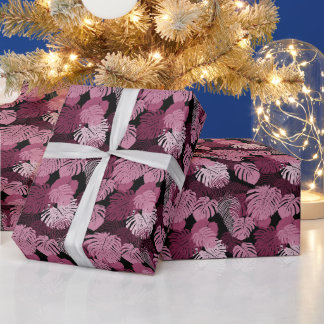 Dschungel lila Natur Blumenmuster Geschenkpapier