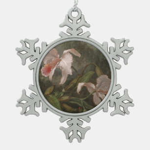 Dschungel-Orchideen und Kolibris Schneeflocken Zinn-Ornament