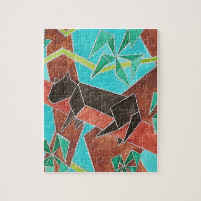 Dschungel Panther Original Abstrakt Kunst (Vertikal)