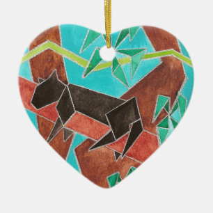 Dschungel Panther Original Abstrakt Kunst Keramik Ornament
