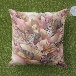 Dschungel Pink und Brauner Leopard Kissen