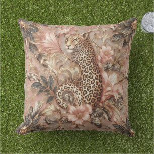 Dschungel Rosa und Brauner Leopard Kissen