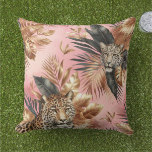 Dschungel Rosa und Schwarzer Leopard Kissen
