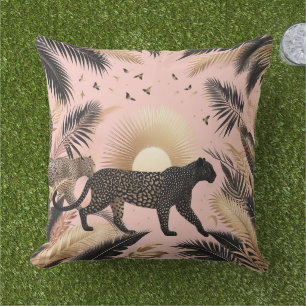 Dschungel Rosa und Schwarzer Leopard Kissen