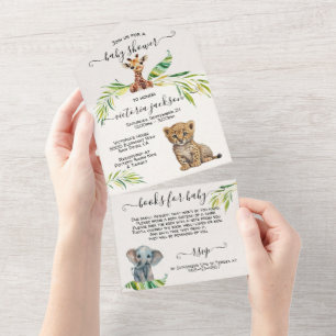 Dschungel-Safari-Baby-Party All In One Einladung
