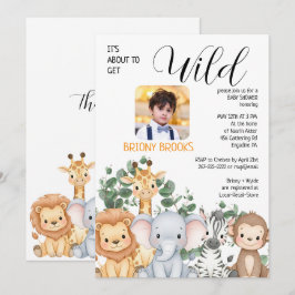 Dschungel-Safari "Es Wird Wild" Baby Shower Einladung
