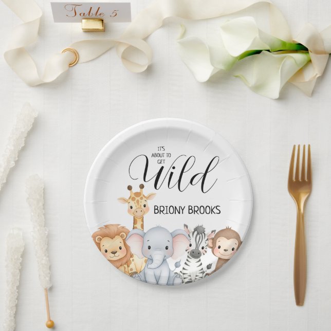Dschungel-Safari "Es Wird Wild" Baby Shower Pappteller (Hochzeit)