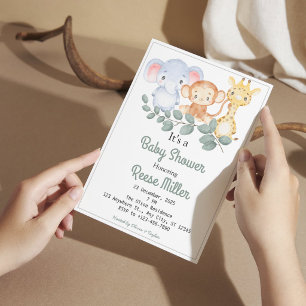 Dschungel-Safari-Grün-Baby-Shower-Party Einladung