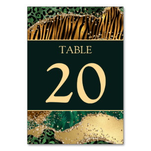 Dschungel-Safari-Grün-Glitter-Hochzeit Tischnummer