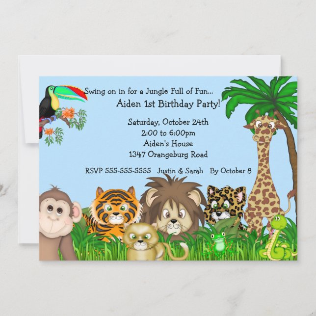 Dschungel-Safari-Spaß Birthay Party Einladung (Vorderseite)