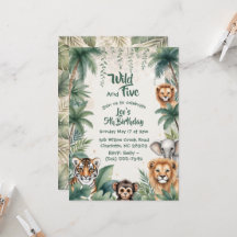 Dschungel-Safari-Tiere Five Wild Boy 5. Geburtstag