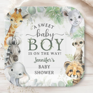 Dschungel-Safari-Tiere Junge Baby-Party Tropisch Pappteller