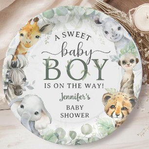 Dschungel-Safari-Tiere Junge Baby-Party Tropisch Pappteller