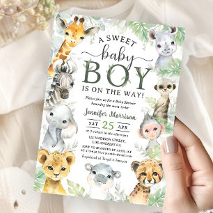Dschungel-Safari-Tiere Jungen-Baby-Party Tropisch Einladung