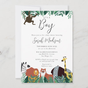Dschungel Safari Tiere Jungen Baby Shower Einladung