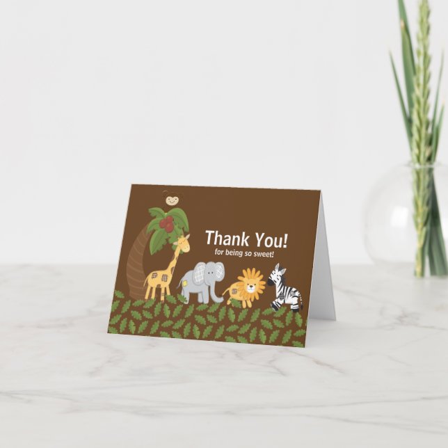 Dschungel-Safari-tierische neutrale Babyparty Dankeskarte (Vorderseite)