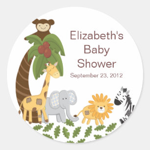 Dschungel-Safari-tierische neutrale Babyparty Runder Aufkleber