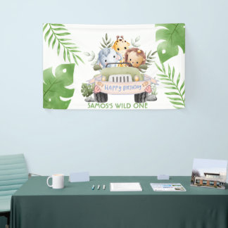 Dschungel-Safari-Wild-One-Geburtstagsbanner Banner
