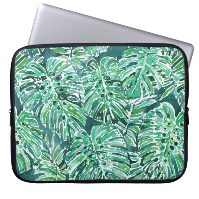 DSCHUNGEL-SCHWINGUNGEN Grün tropisches Monstera Laptopschutzhülle (Vorderseite)