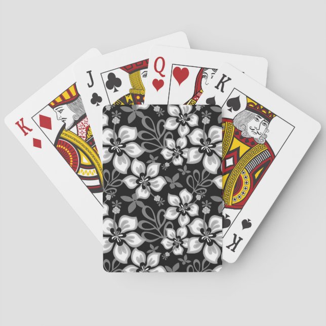 Dschungel-Surf-Muster in Schwarz Spielkarten (Rückseite)