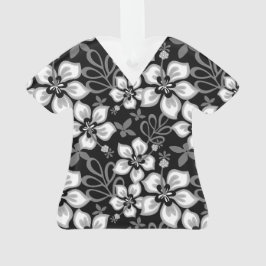 Dschungel-Surf-Muster in schwarzen Scrubs Ornament