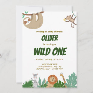 Dschungel-Tier-Geburtstagsfeier-Design "Wild One" Feiertagskarte