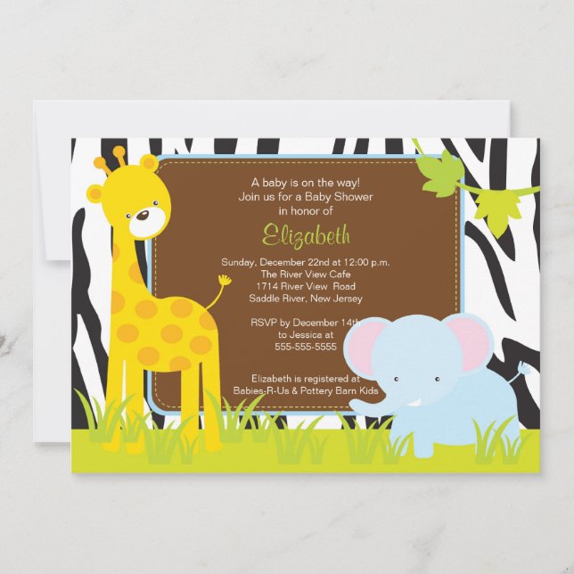 Dschungel-Tier-Safari-Babyparty-Einladung Einladung (Vorderseite)
