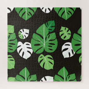 Dschungel-Tropische Monstera-Blätter schwarzer Hin