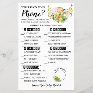 Dschungel Was ist auf deinem Handy Baby Shower Spi Flyer