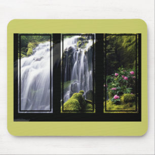 Dschungel-Wasserfall-Triptychon Digitale Kunst Mousepad