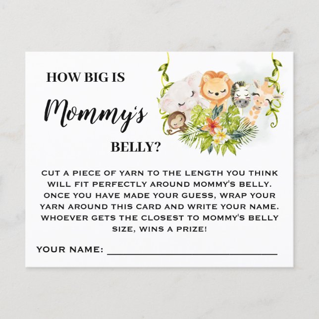 Dschungel Wie groß sind die Mamas Bauch Baby Dusch Flyer (Vorne)