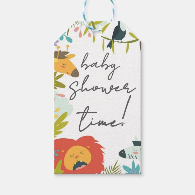 Dschungel-Wildlife-Baby-Shower Geschenkanhänger (Vorderseite)