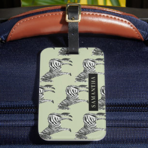 Dschungel Zebra Wildes Muster & Personalisierter N Gepäckanhänger
