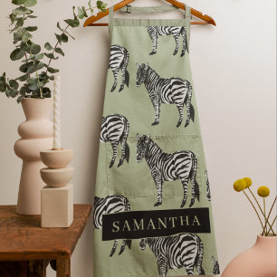 Dschungel Zebra Wildes Muster & Personalisierter N Schürze