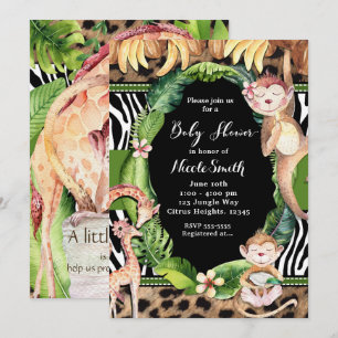 Dschungelaffe & Giraffe Baby-Shower-Einladungen Einladung