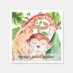 Dschungelaffe und Giraffen-Baby-Party individuell Serviette