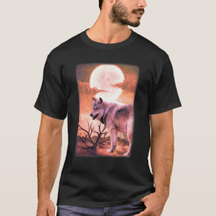 Dschungelberg Nacht Heulen Bei Mond Wölfe W T-Shirt